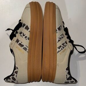 Adidas Gazelle Bold Originals Cream and‎ Brown Leopard Print Platform Sneakers